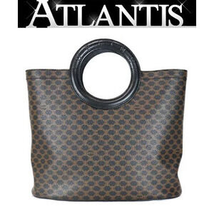 Celine Circle Logo Handle Handbag Macadam Pattern